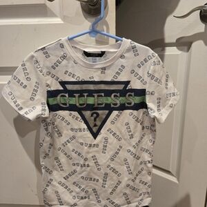 GUESS Kids White and Green Logo Tee